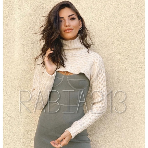 BLOGGERS FAV🔥ZARA CABLE KNIT SLEEVE SCARF SWEATER - Picture 5 of 16